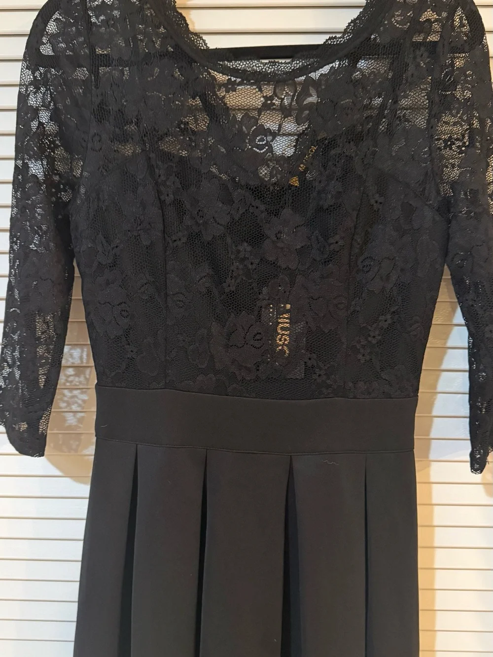 NWT MIUSOL Black Lace Pleated Fit & Flare Dress L